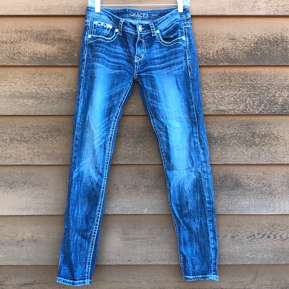Grace in LA Denim - Grace in LA | Embroidered Skinny Jeans